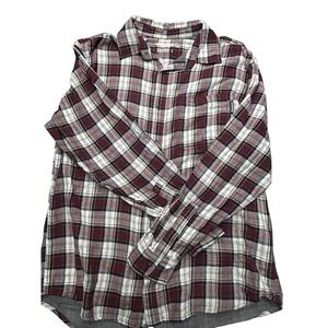 Wolverine Red Plaid Flannel Shirt Mens L Rubbed Workwear Button up Long Sleeve